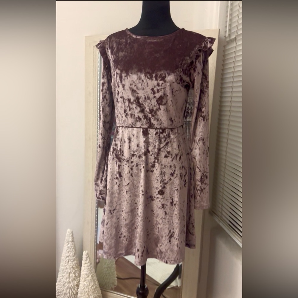 Mossimo Supply Co. Velvet Long Sleeve Dress - Brown